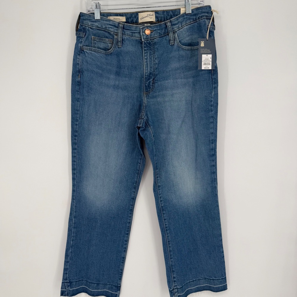 Universal Thread Ankle Bootcut Jeans 10 Medium Wash Vintage Stretch Raw Hem